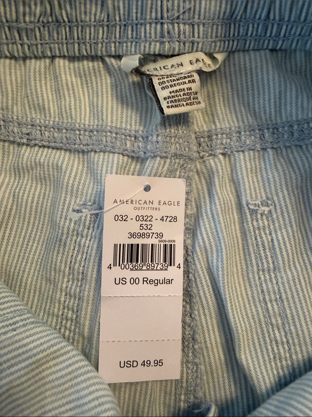 American Eagle Outfitters Light Blue & White Striped Pants